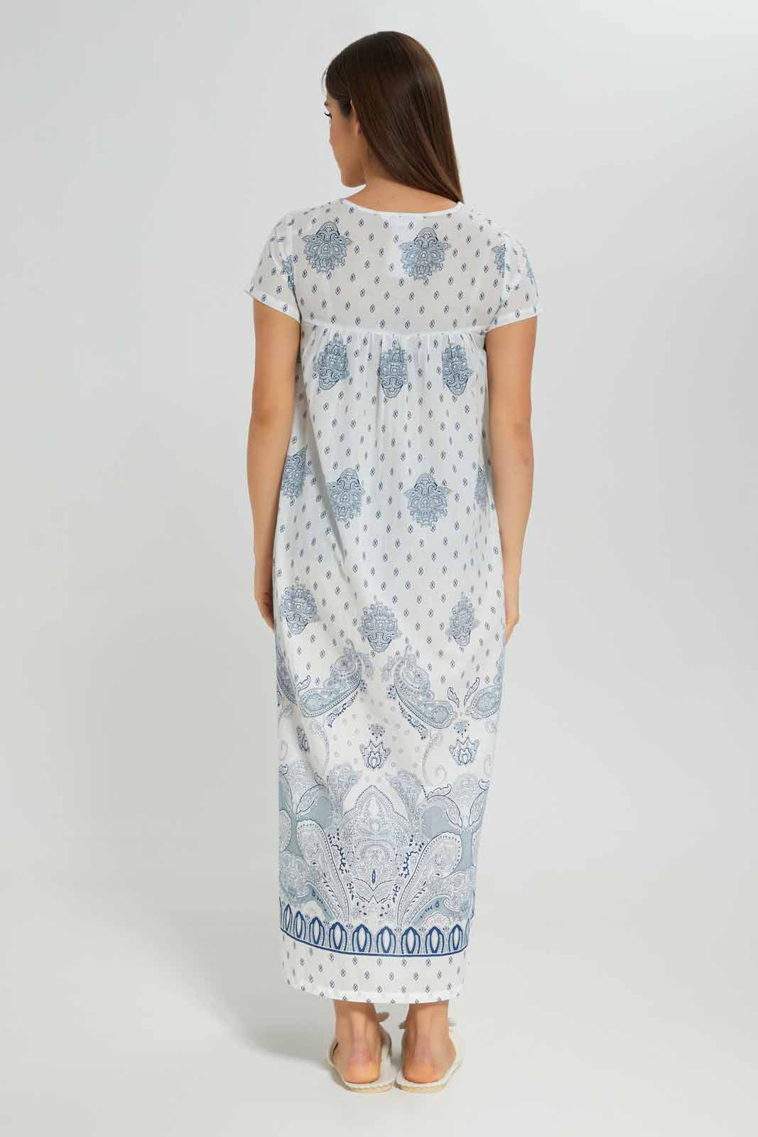 Redtag-Women-Beige-Aop-Longsleeves-Nightgown-Category:Nightgowns,-Colour:Assorted,-Deals:New-In,-Dept:Ladieswear,-Filter:Women's-Clothing,-New-In-Women-APL,-Non-Sale,-Section:Women,-W22B,-Women-Nightgowns--