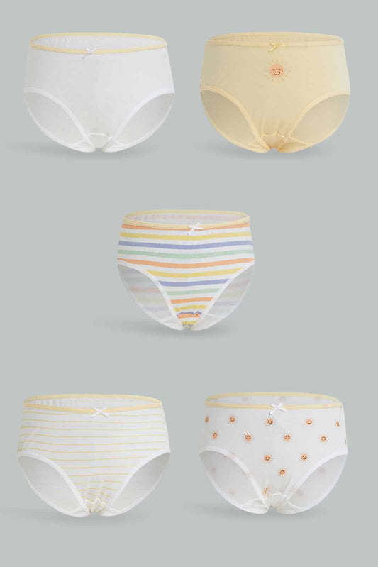 Redtag-Girls-5Pk-Brief-Flamingos---Soft-Pinks-White-&-Yellows-365,-Category:Briefs,-Colour:Yellow,-Deals:New-In,-Dept:Girls,-ESS,-Filter:Girls-(2-to-8-Yrs),-GIR-Briefs,-New-In-GIR-APL,-Non-Sale,-Section:Girls-(0-to-14Yrs)-Girls-2 to 8 Years