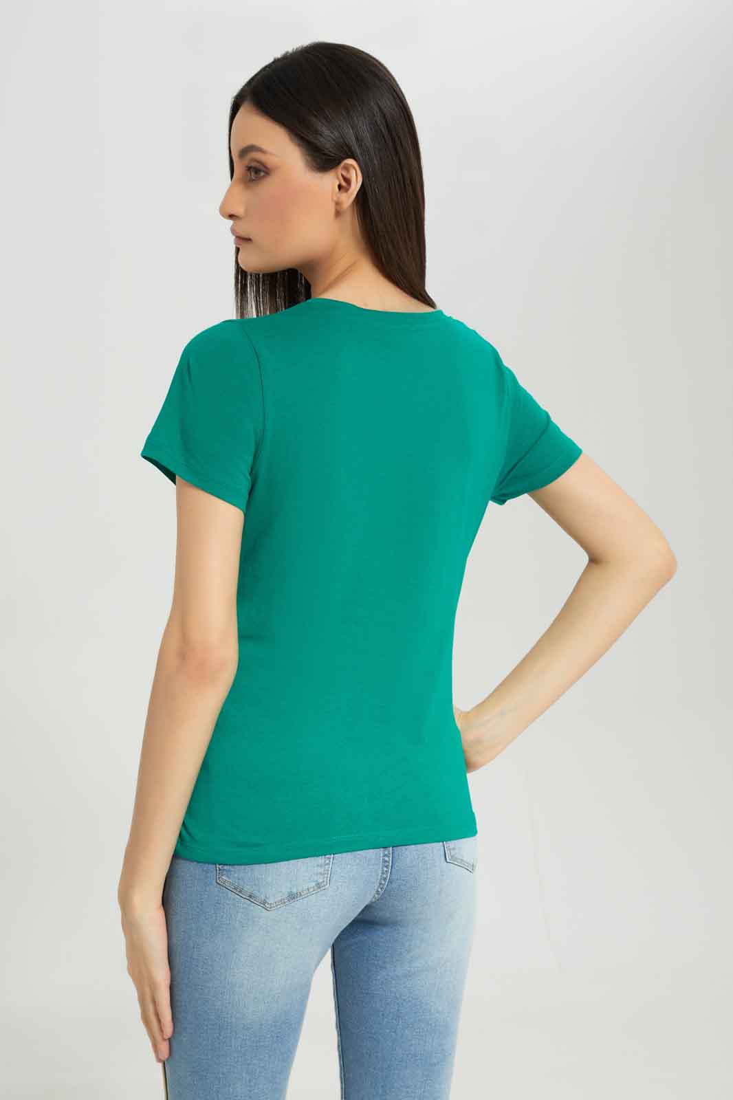 Redtag-Women-Green-Short-Sleeve-V-Neck-T-Shirt-Category:T-Shirts,-Colour:Green,-Deals:New-In,-Dept:Ladieswear,-Filter:Women's-Clothing,-New-In-Women-APL,-Non-Sale,-Section:Women,-TBL,-W22B,-Women-T-Shirts-Women's-