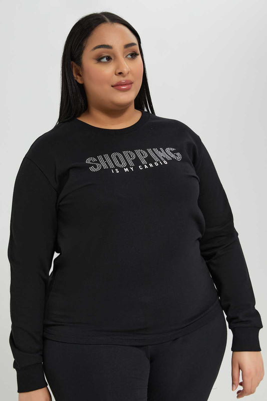Redtag-Women-Black-Ladies-Plus-Printed-Sweatshirt-Category:Sweatshirts,-Colour:Black,-Deals:New-In,-Filter:Plus-Size,-LDP-Sweatshirts,-New-In-LDP-APL,-Non-Sale,-Section:Women,-TBL,-W22B-Women's-