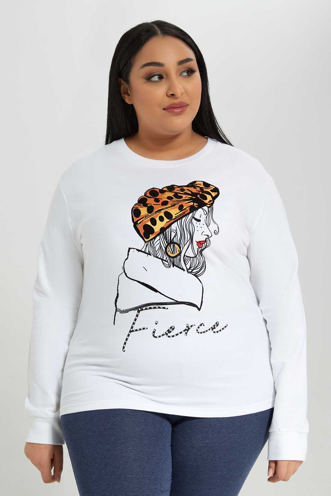 Redtag-Women-Mustard-Ladies-Plus-Printed-Sweatshirt-Category:Sweatshirts,-Colour:Mustard,-Deals:New-In,-Filter:Plus-Size,-LDP-Sweatshirts,-New-In-LDP-APL,-Non-Sale,-Section:Women,-TBL,-W22B-Women's-