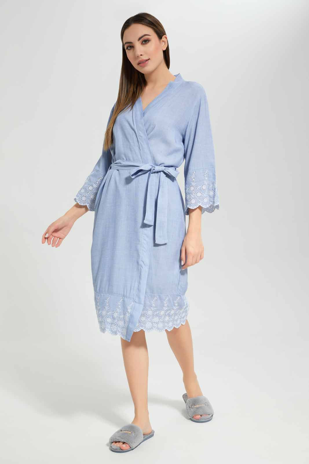 Redtag-Women-Blue-Chemise-With-Border-Schiffli-Category:Chemises,-Colour:Blue,-Deals:New-In,-Filter:Women's-Clothing,-New-In-Women-APL,-Non-Sale,-Section:Women,-W22A,-Women-Chemises--