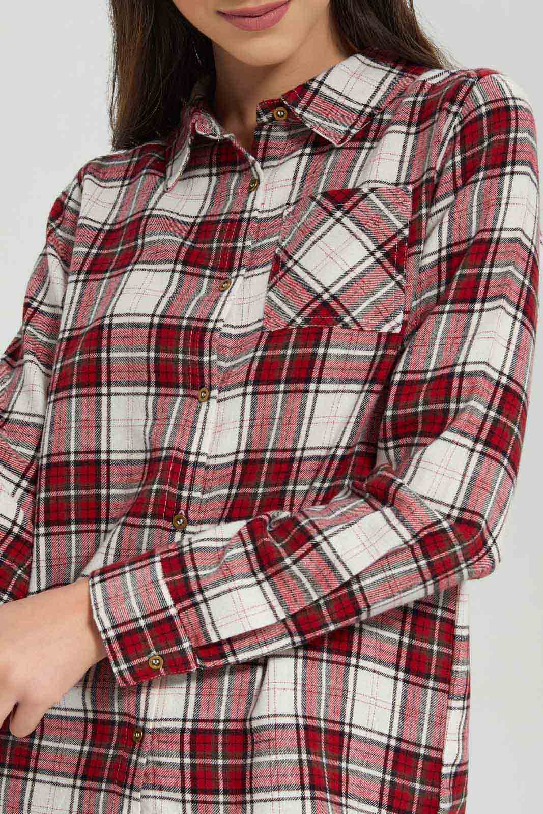 Redtag-Girls-Red/Black-Flannel-Shirt-Category:Blouses,-Colour:Assorted,-Deals:New-In,-Dept:Girls,-Filter:Senior-Girls-(8-to-14-Yrs),-GSR-Blouses,-New-In-GSR-APL,-Non-Sale,-Section:Girls-(0-to-14Yrs),-W22B-Senior-Girls-9 to 14 Years