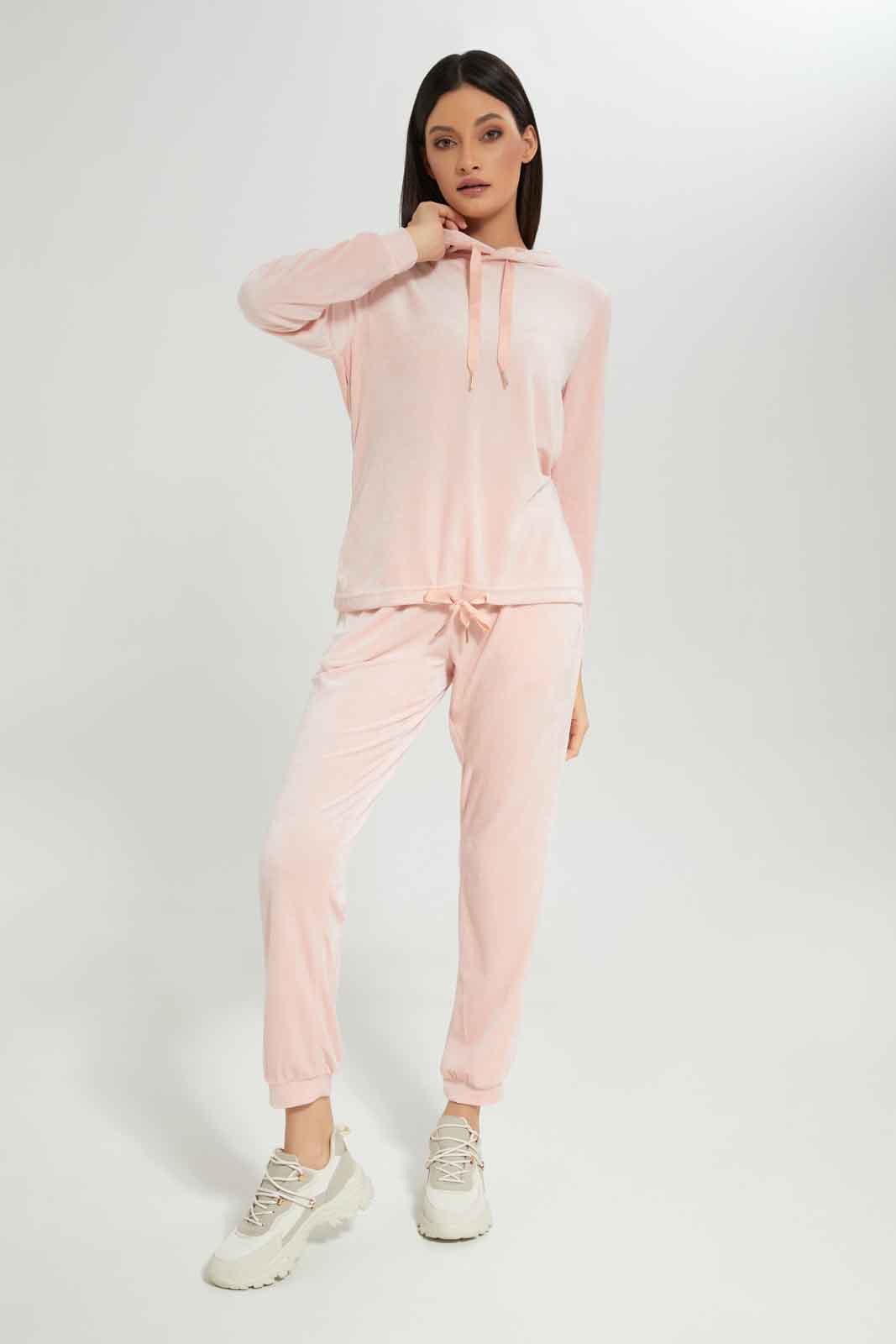 Redtag-Women-Plain-Velour-Pyjama-Set-Category:Pyjama-Sets,-Colour:Brown,-Deals:New-In,-Dept:Ladieswear,-Filter:Women's-Clothing,-New-In-Women-APL,-Non-Sale,-Section:Women,-W22B,-Women-Pyjama-Sets--