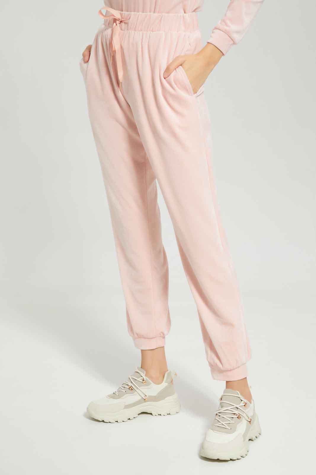Redtag-Women-Plain-Velour-Pyjama-Set-Category:Pyjama-Sets,-Colour:Brown,-Deals:New-In,-Dept:Ladieswear,-Filter:Women's-Clothing,-New-In-Women-APL,-Non-Sale,-Section:Women,-W22B,-Women-Pyjama-Sets--