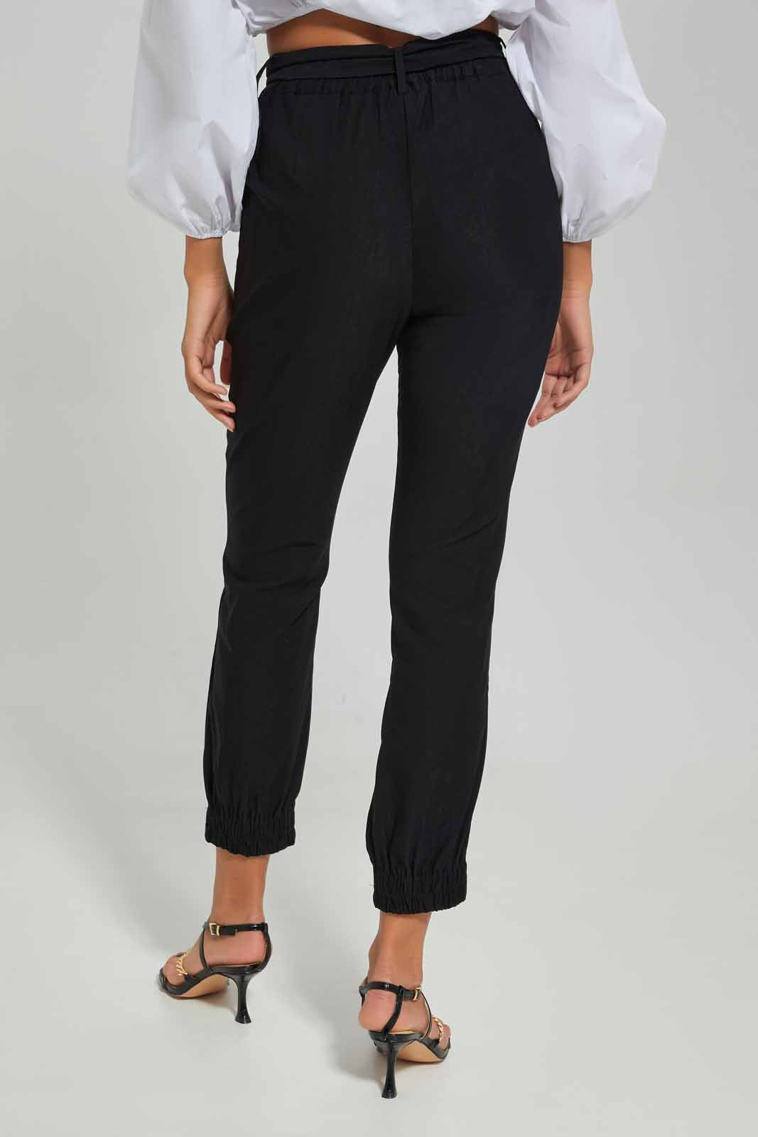 Redtag-Women-Black-Belted-Jogger-Category:Trousers,-Colour:Black,-Deals:New-In,-Dept:Ladieswear,-Filter:Women's-Clothing,-New-In-Women-APL,-Non-Sale,-Section:Women,-W22B,-Women-Trousers-Women's-