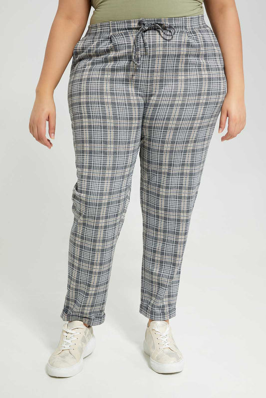 Redtag-Women-Check-Trouser-Category:Trousers,-Colour:Assorted,-Deals:New-In,-Dept:Ladieswear,-Filter:Plus-Size,-LDP-Trousers,-New-In-LDP-APL,-Non-Sale,-Section:Women,-W22B-Women's-