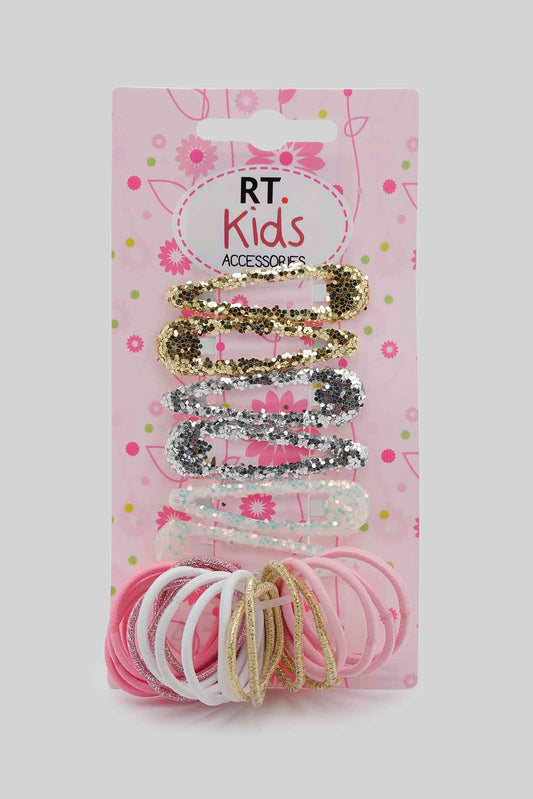 Redtag-Assorted-S/6-Hair-Clip+S/20-Hair-Tie-Category:Hair-Accessories,-Colour:Assorted,-Filter:Girls-Accessories,-GIR-Hair-Accessories,-New-In,-New-In-GIR-ACC,-Non-Sale,-Section:Girls-(0-to-14Yrs),-W22B-Girls-
