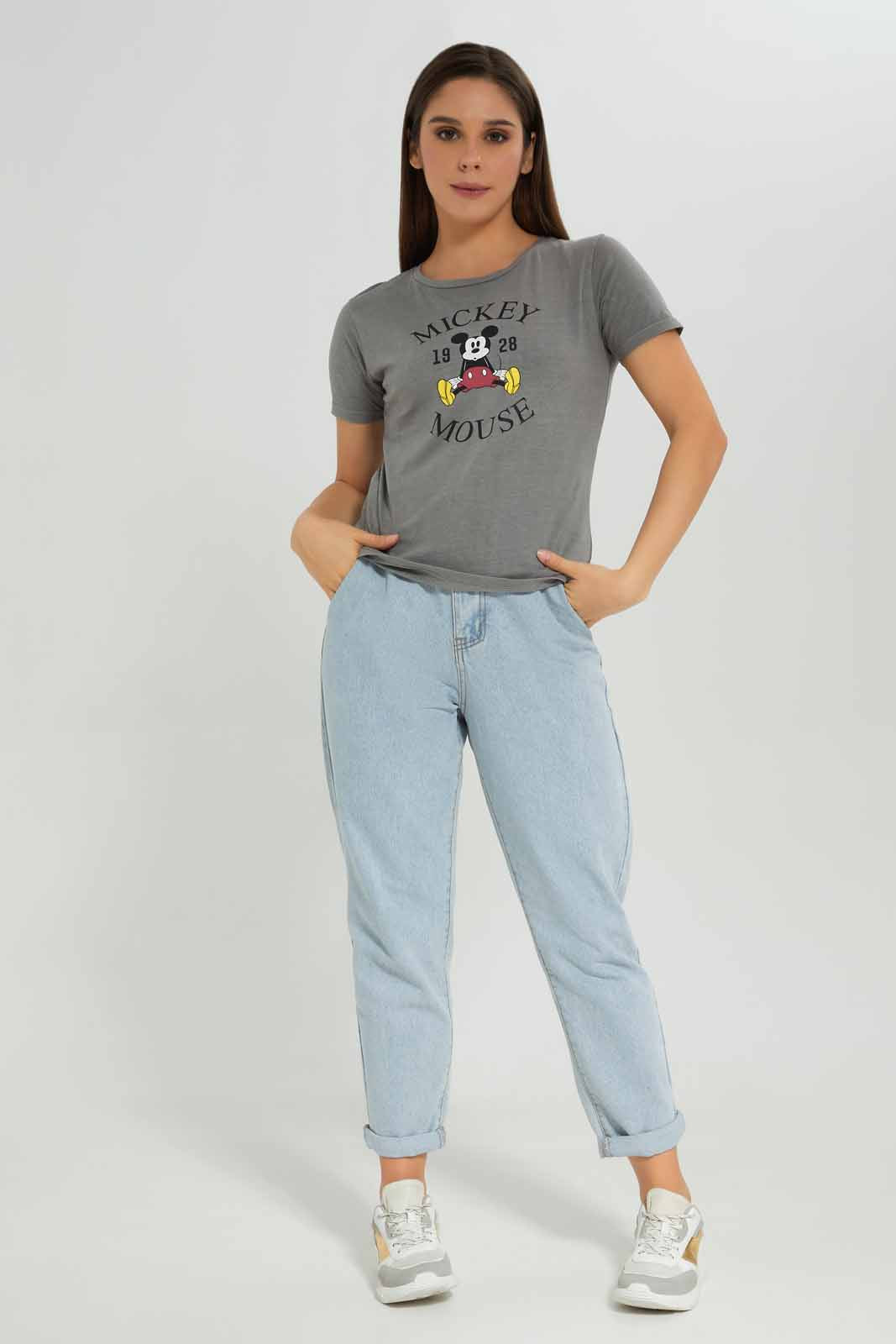 Redtag-Women-Charcoal-Mickey-Printed-T-Shirt-Category:T-Shirts,-CHA,-Colour:Charcoal,-Deals:New-In,-Dept:Ladieswear,-Filter:Women's-Clothing,-New-In-Women-APL,-Non-Sale,-Section:Women,-TBL,-W22A,-Women-T-Shirts-Women's-