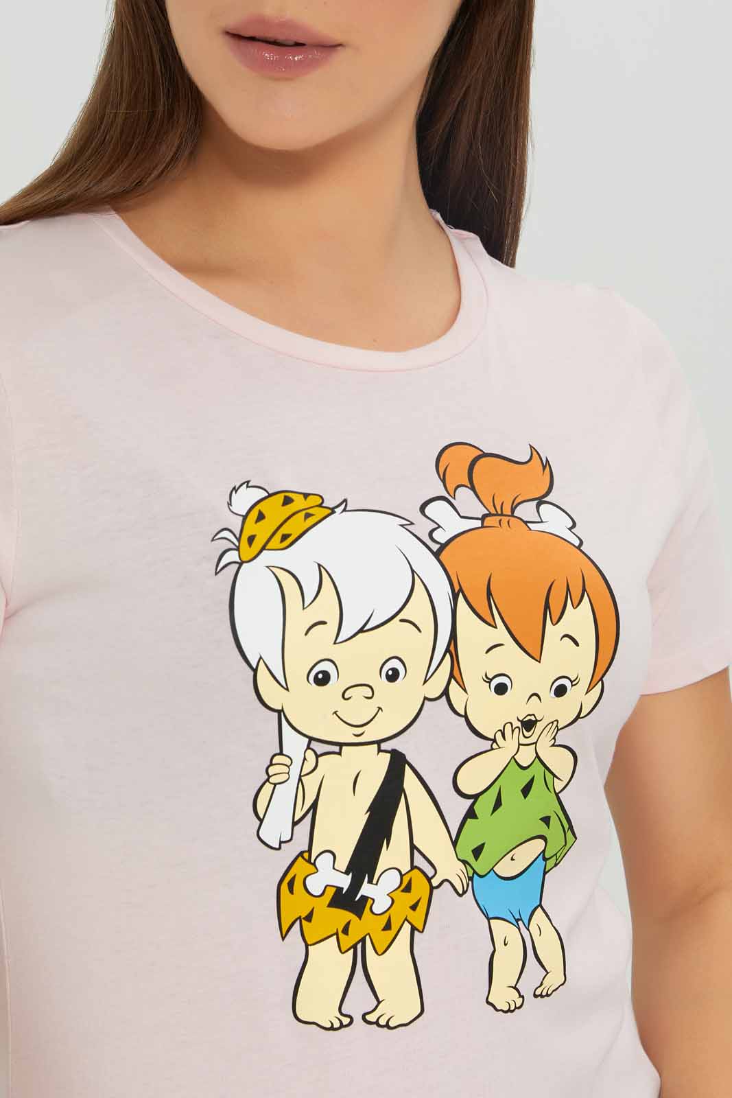 Redtag-Women-Pale-Pink-Flinstone-Printed-T-Shirt-Category:T-Shirts,-Colour:Apricot,-Deals:New-In,-Dept:Ladieswear,-Filter:Women's-Clothing,-New-In-Women-APL,-Non-Sale,-Section:Women,-TBL,-W22A,-Women-T-Shirts-Women's-