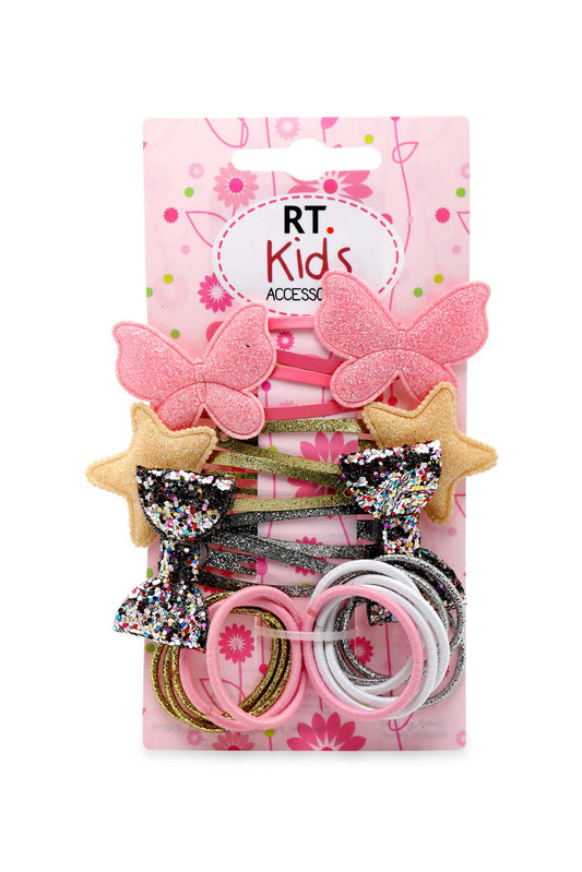 Redtag-S/6-Hair-Clips+S/12-Elastic-Category:Hair-Accessories,-Colour:Multicolour,-Dept:Girls,-Filter:Girls-Accessories,-GIR-Hair-Accessories,-New-In,-New-In-GIR-ACC,-Non-Sale,-S23A,-Section:Girls-(0-to-14Yrs)-Girls-