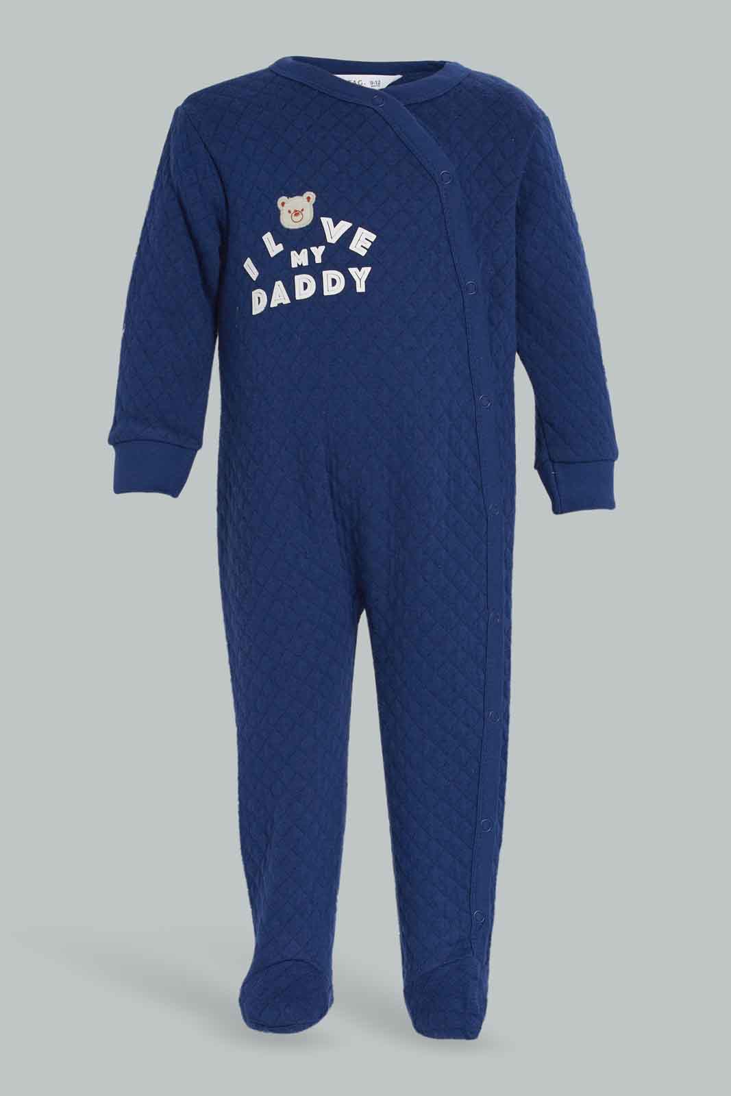 Redtag-Boys-Navy-Love-Daddy-2Pc-Sleep-Suit-Pack-Category:Rompers,-Colour:Assorted,-Deals:New-In,-Filter:Baby-(0-to-12-Mths),-NBB-Rompers,-New-In-NBB-APL,-Non-Sale,-Section:Boys-(0-to-14Yrs),-W22B-Baby-0 to 12 Months
