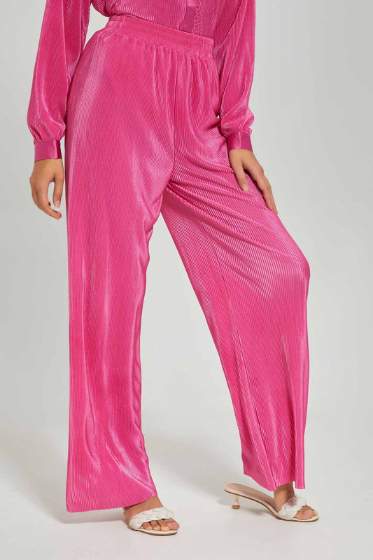 Redtag-Women-Plisse-Trouser-Co-Ord-Category:Trousers,-Colour:Fuchsia,-Deals:New-In,-Dept:Ladieswear,-Filter:Women's-Clothing,-New-In-Women-APL,-Non-Sale,-Section:Women,-W22B,-Women-Trousers-Women's-