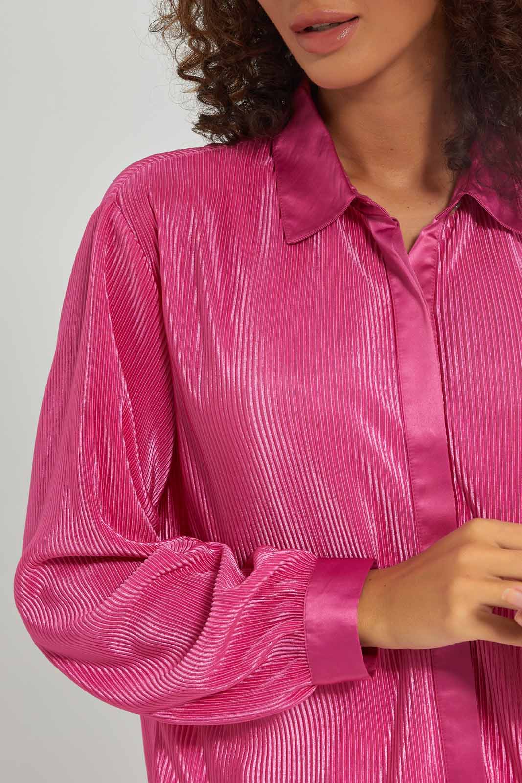 Redtag-Women-Plisse-Shirt-Co-Ord-Category:Blouses,-Colour:Fuchsia,-Deals:New-In,-Dept:Ladieswear,-Filter:Women's-Clothing,-New-In-Women-APL,-Non-Sale,-Section:Women,-W22B,-Women-Blouses-Women's-