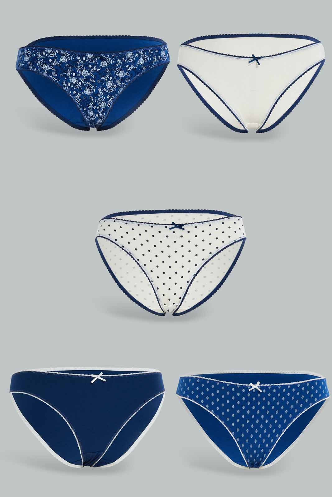 Redtag-Women-Assorted-Print/Plain-Bikini-5-Pack-365,-Category:Briefs,-Colour:Assorted,-Deals:New-In,-Dept:Ladieswear,-Filter:Women's-Clothing,-New-In-Women-APL,-Non-Sale,-Section:Women,-Women-Briefs--