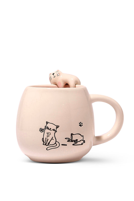 Redtag-Pink-Cat-Mug-Category:Cups-&-Mugs,-Colour:Pink,-Deals:New-In,-Dept:Home,-Filter:Home-Dining,-HMW-DIN-Crockery,-New-In-HMW-DIN,-Non-Sale,-S23A,-Section:Homewares-Home-Dining-
