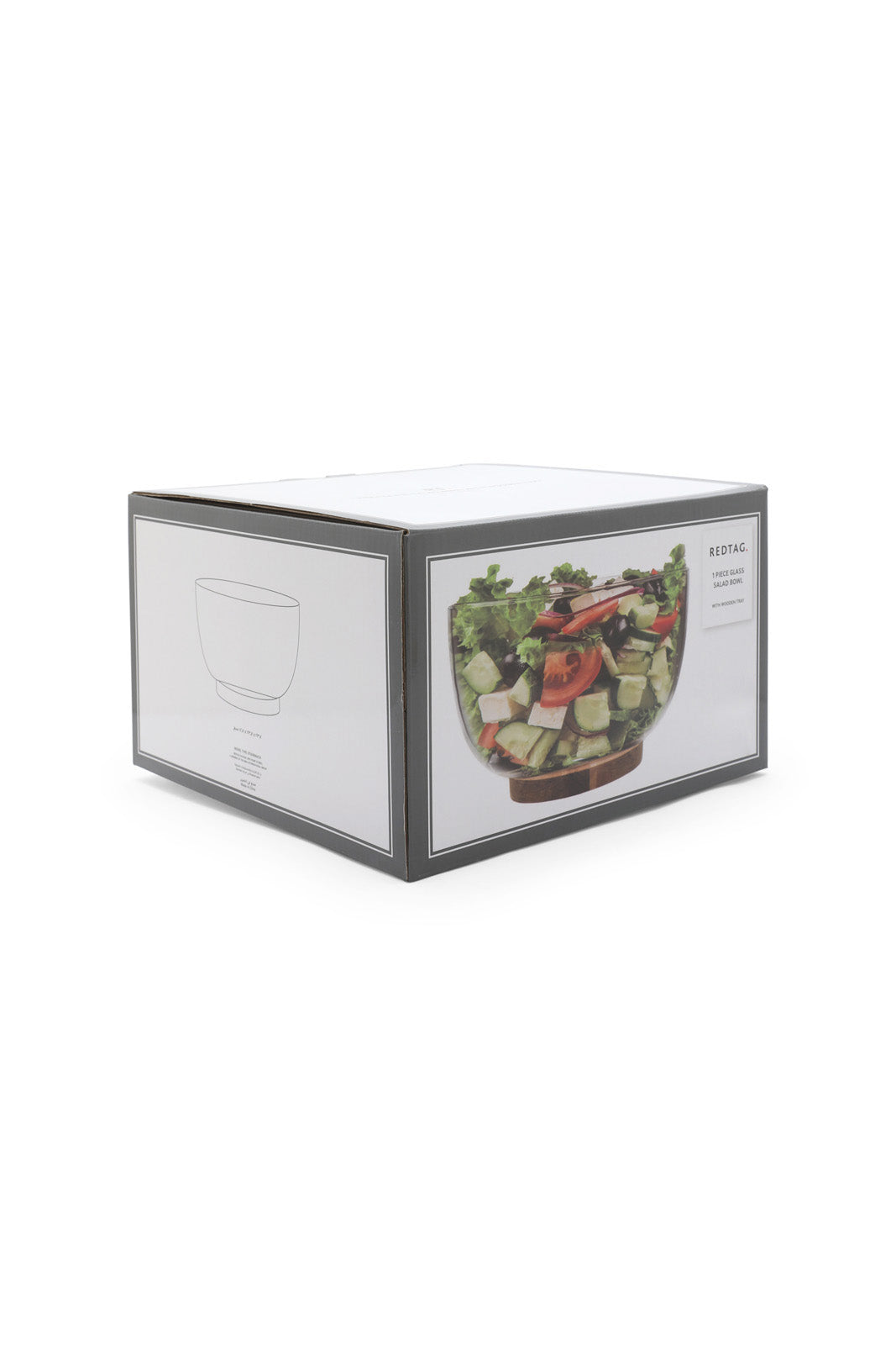 Redtag-Clear-Glass-Salad-Bowl-With-Wooden-Tray-Category:Trays,-Colour:White,-Deals:New-In,-Dept:Home,-Filter:Home-Dining,-HMW-DIN-Serveware,-New-In-HMW-DIN,-Non-Sale,-S23A,-Section:Homewares-Home-Dining-