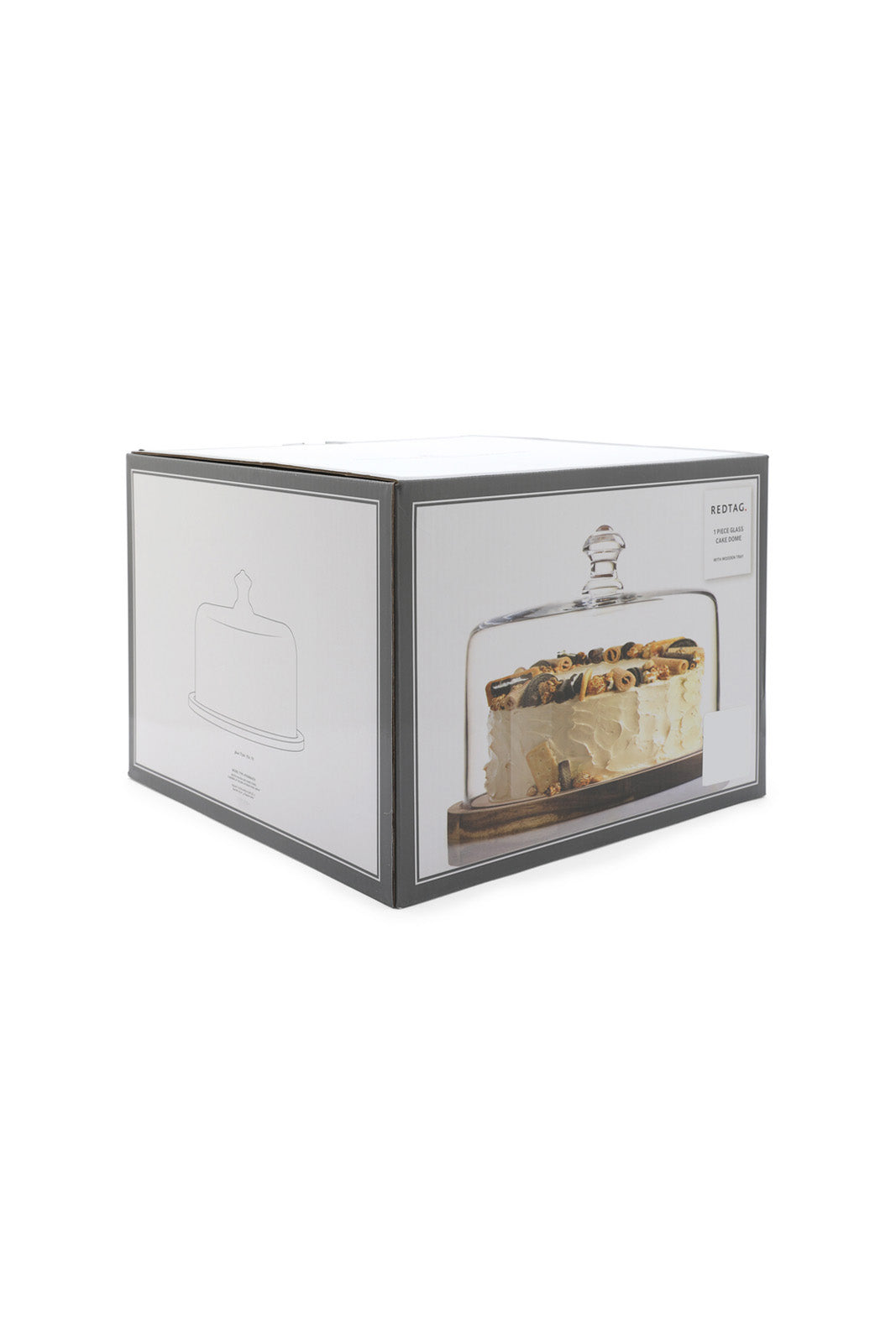 Redtag-Clear-Glass-Cake-Dome-With-Wooden-Tray-Category:Trays,-Colour:White,-Deals:New-In,-Dept:Home,-Filter:Home-Dining,-HMW-DIN-Serveware,-New-In-HMW-DIN,-Non-Sale,-S23A,-Section:Homewares-Home-Dining-