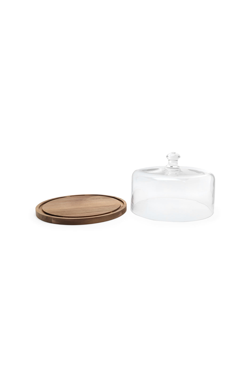 Redtag-Clear-Glass-Cake-Dome-With-Wooden-Tray-Category:Trays,-Colour:White,-Deals:New-In,-Dept:Home,-Filter:Home-Dining,-HMW-DIN-Serveware,-New-In-HMW-DIN,-Non-Sale,-S23A,-Section:Homewares-Home-Dining-