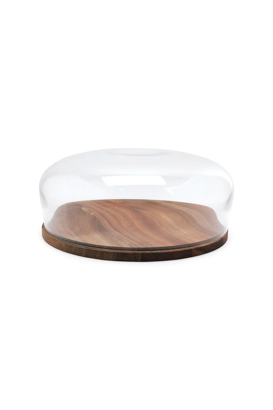 Redtag-Clear-Round-Bowl-With-Acacia-Wood-Tray-Category:Trays,-Colour:White,-Deals:New-In,-Dept:Home,-Filter:Home-Dining,-HMW-DIN-Serveware,-New-In-HMW-DIN,-Non-Sale,-S23A,-Section:Homewares-Home-Dining-