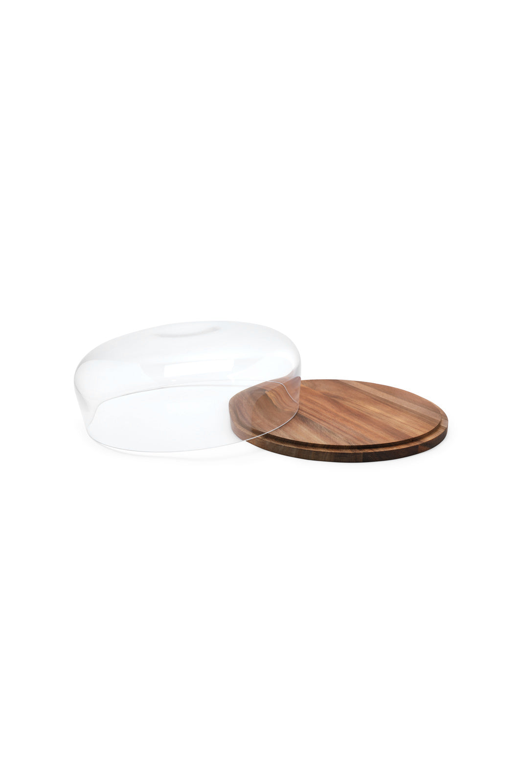 Redtag-Clear-Round-Bowl-With-Acacia-Wood-Tray-Category:Trays,-Colour:White,-Deals:New-In,-Dept:Home,-Filter:Home-Dining,-HMW-DIN-Serveware,-New-In-HMW-DIN,-Non-Sale,-S23A,-Section:Homewares-Home-Dining-