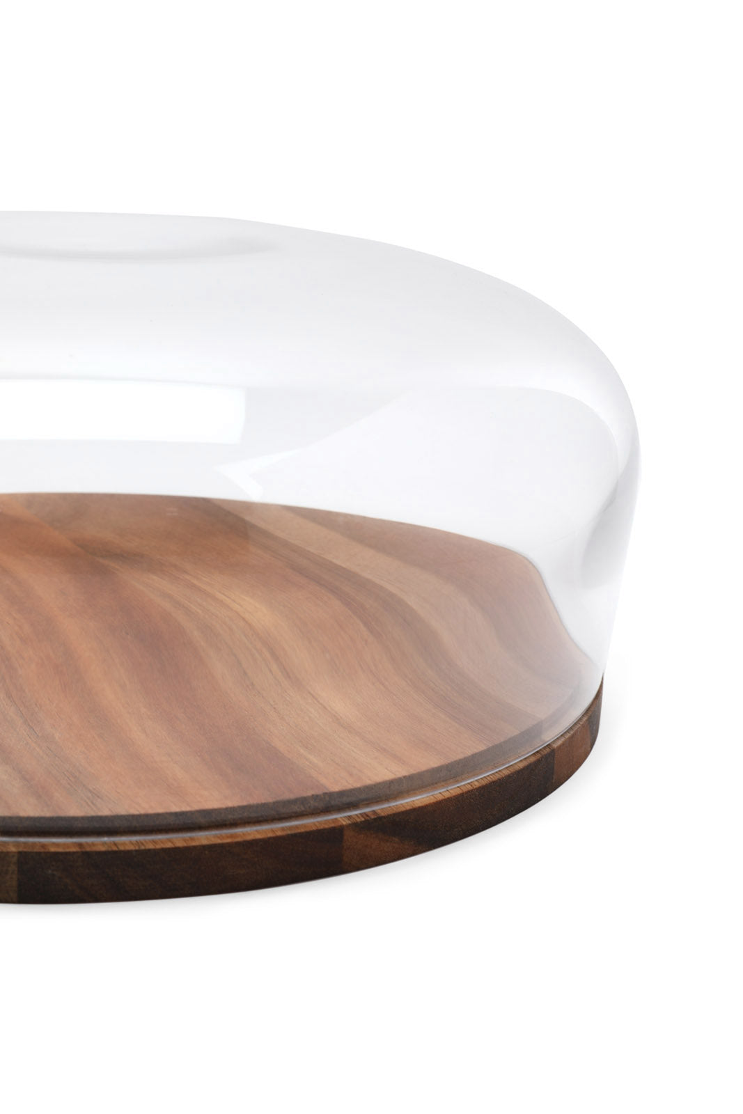 Redtag-Clear-Round-Bowl-With-Acacia-Wood-Tray-Category:Trays,-Colour:White,-Deals:New-In,-Dept:Home,-Filter:Home-Dining,-HMW-DIN-Serveware,-New-In-HMW-DIN,-Non-Sale,-S23A,-Section:Homewares-Home-Dining-