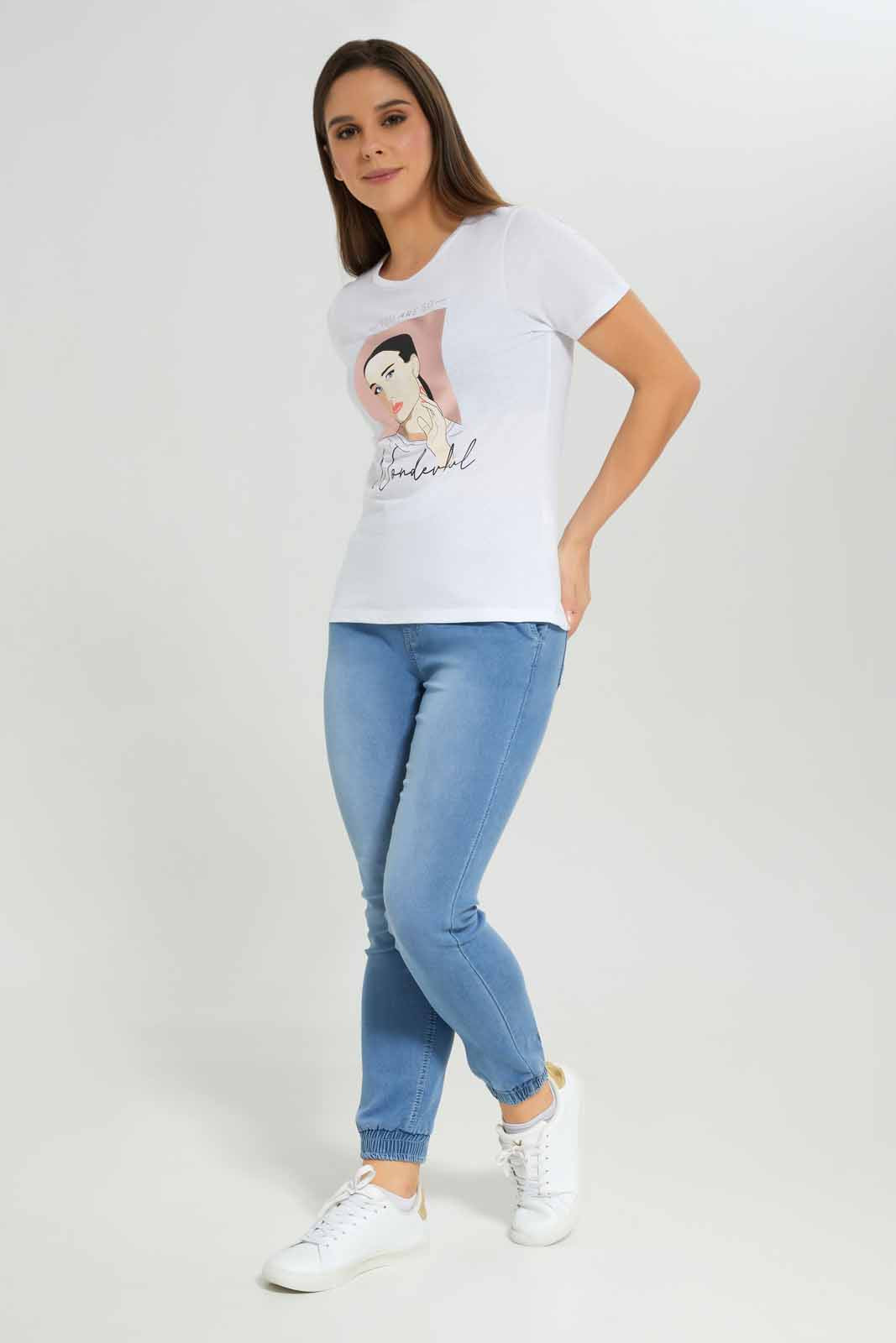 Redtag-Women-Light-Wash-Knit-Denim-Jogger-Category:Joggers,-Colour:Light-Wash,-Deals:New-In,-Dept:Ladieswear,-Filter:Women's-Clothing,-FIT-WALL-(FTW),-New-In-Women-APL,-Non-Sale,-Section:Women,-W22B,-Women-Joggers-Women's-