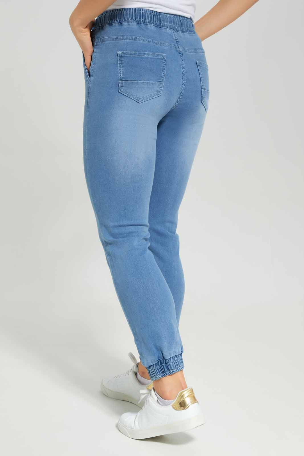 Redtag-Women-Light-Wash-Knit-Denim-Jogger-Category:Joggers,-Colour:Light-Wash,-Deals:New-In,-Dept:Ladieswear,-Filter:Women's-Clothing,-FIT-WALL-(FTW),-New-In-Women-APL,-Non-Sale,-Section:Women,-W22B,-Women-Joggers-Women's-