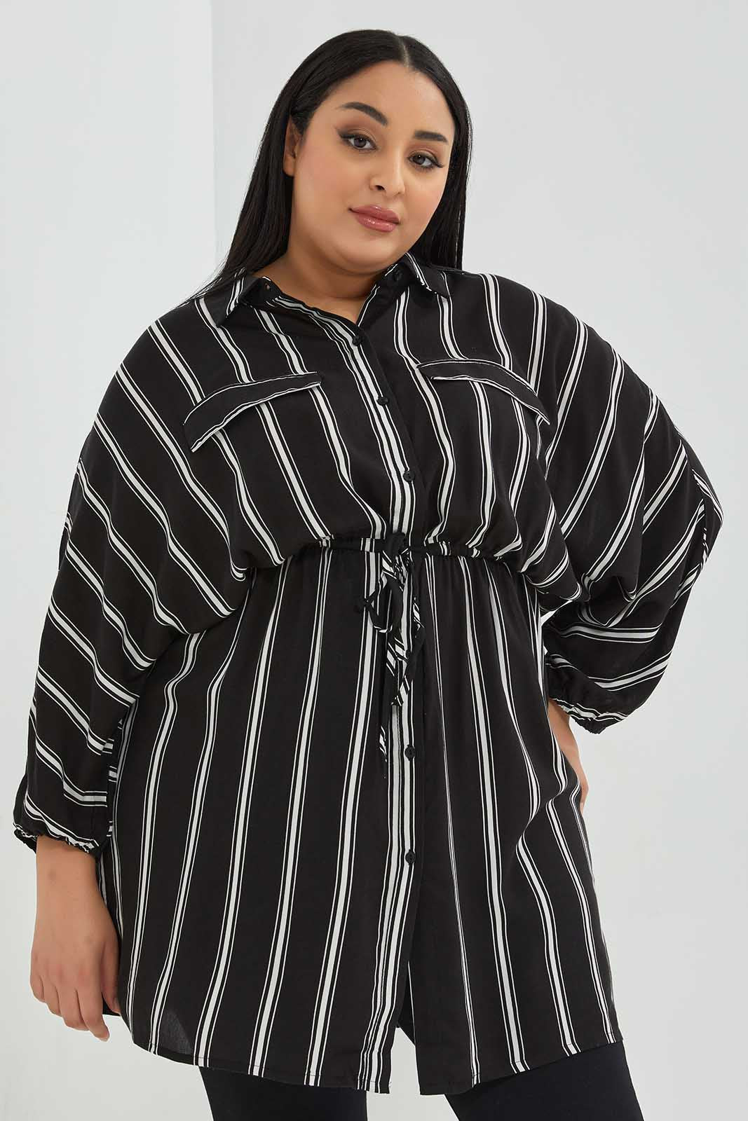 Redtag-Women-Assorted-Striped-Shirt-Dress-With-Waist-Tie-Up-Category:Dresses,-Colour:Assorted,-Deals:New-In,-Filter:Plus-Size,-LDP-Dresses,-New-In-LDP-APL,-Non-Sale,-Section:Women,-W22B-Women's-