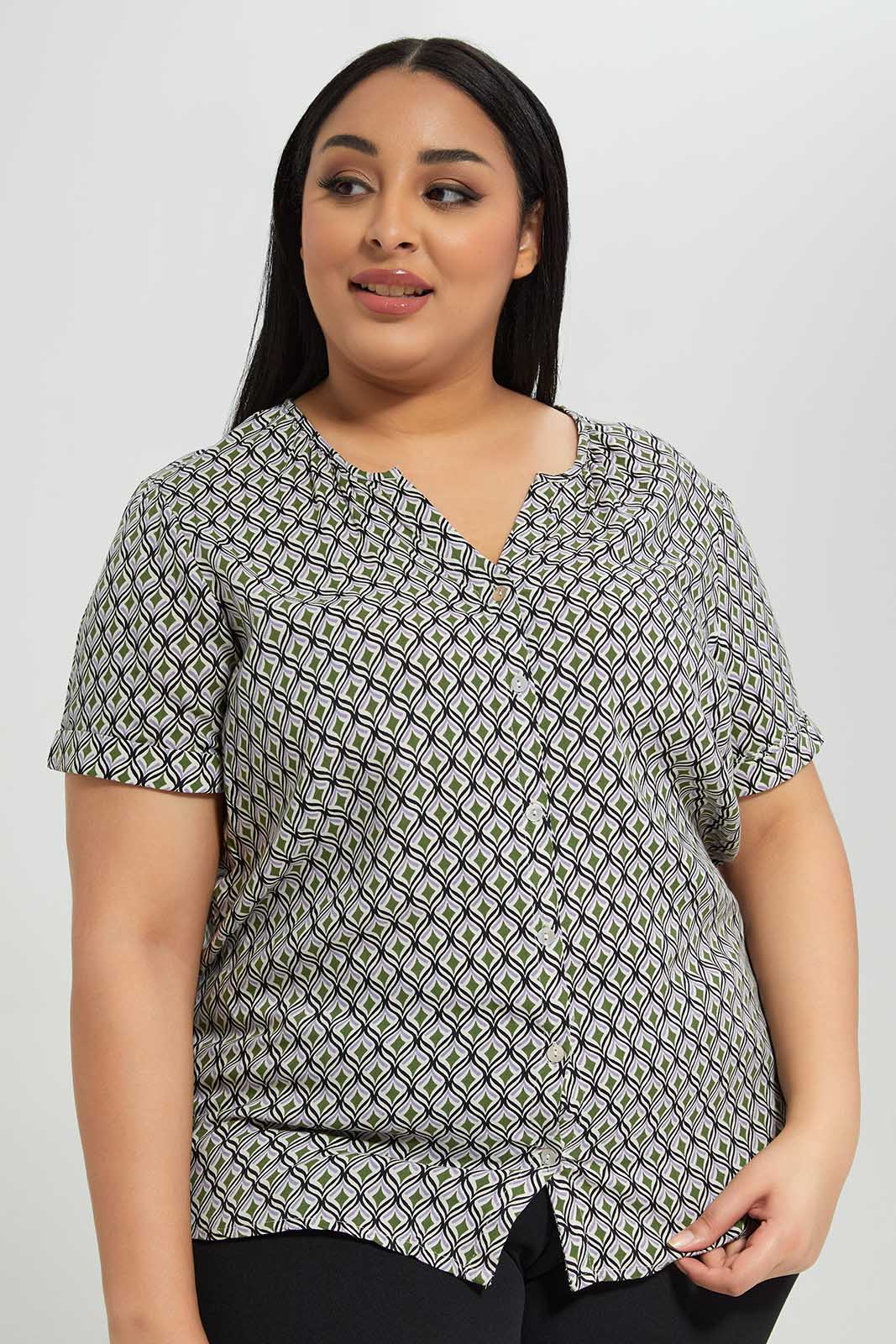 Redtag-Women-Assorted-Allover-Print-Short-Sleeve-Blouse-Category:Blouses,-Colour:Assorted,-Deals:New-In,-Filter:Plus-Size,-LDP-Blouses,-New-In-LDP-APL,-Non-Sale,-Section:Women,-W22A-Women's-
