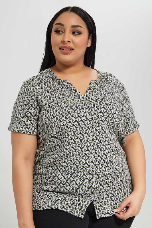 Redtag-Women-Assorted-Allover-Print-Short-Sleeve-Blouse-Category:Blouses,-Colour:Assorted,-Deals:New-In,-Filter:Plus-Size,-LDP-Blouses,-New-In-LDP-APL,-Non-Sale,-Section:Women,-W22A-Women's-