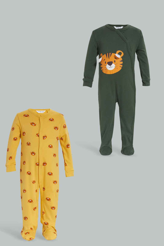 Redtag-Green-2Pc-3D-Applique-Dino-Sleepsuit-Category:Sleepsuits,-Colour:White,-Deals:New-In,-Filter:Baby-(0-to-12-Mths),-NBF-Sleepsuits,-New-In-NBF-APL,-Non-Sale,-Section:Boys-(0-to-14Yrs),-W22B-Baby-0 to 12 Months
