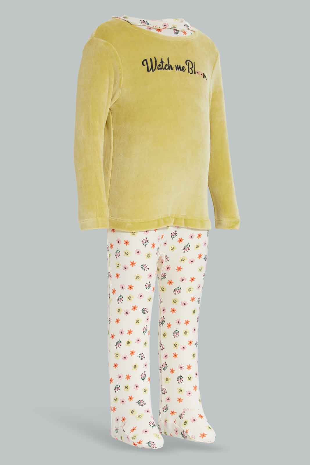 Redtag-Green-Mock-2Pc-Velour-Floral-Sleepsuit-Sage-Category:Sleepsuits,-Colour:Apricot,-Deals:New-In,-Filter:Baby-(0-to-12-Mths),-NBF-Sleepsuits,-New-In-NBF-APL,-Non-Sale,-Section:Boys-(0-to-14Yrs),-W22B-Baby-0 to 12 Months