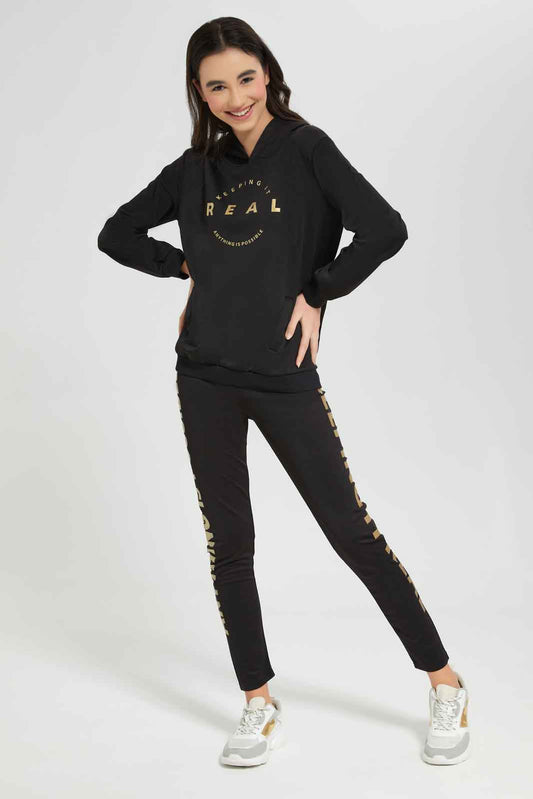 Redtag-Girls-Black-Emboss-Hoody-Jogsuit-Category:Jog-Sets,-Colour:Black,-Deals:New-In,-Dept:Girls,-Filter:Senior-Girls-(8-to-14-Yrs),-GSR-Jog-Sets,-New-In-GSR-APL,-Non-Sale,-Section:Girls-(0-to-14Yrs),-W22B--