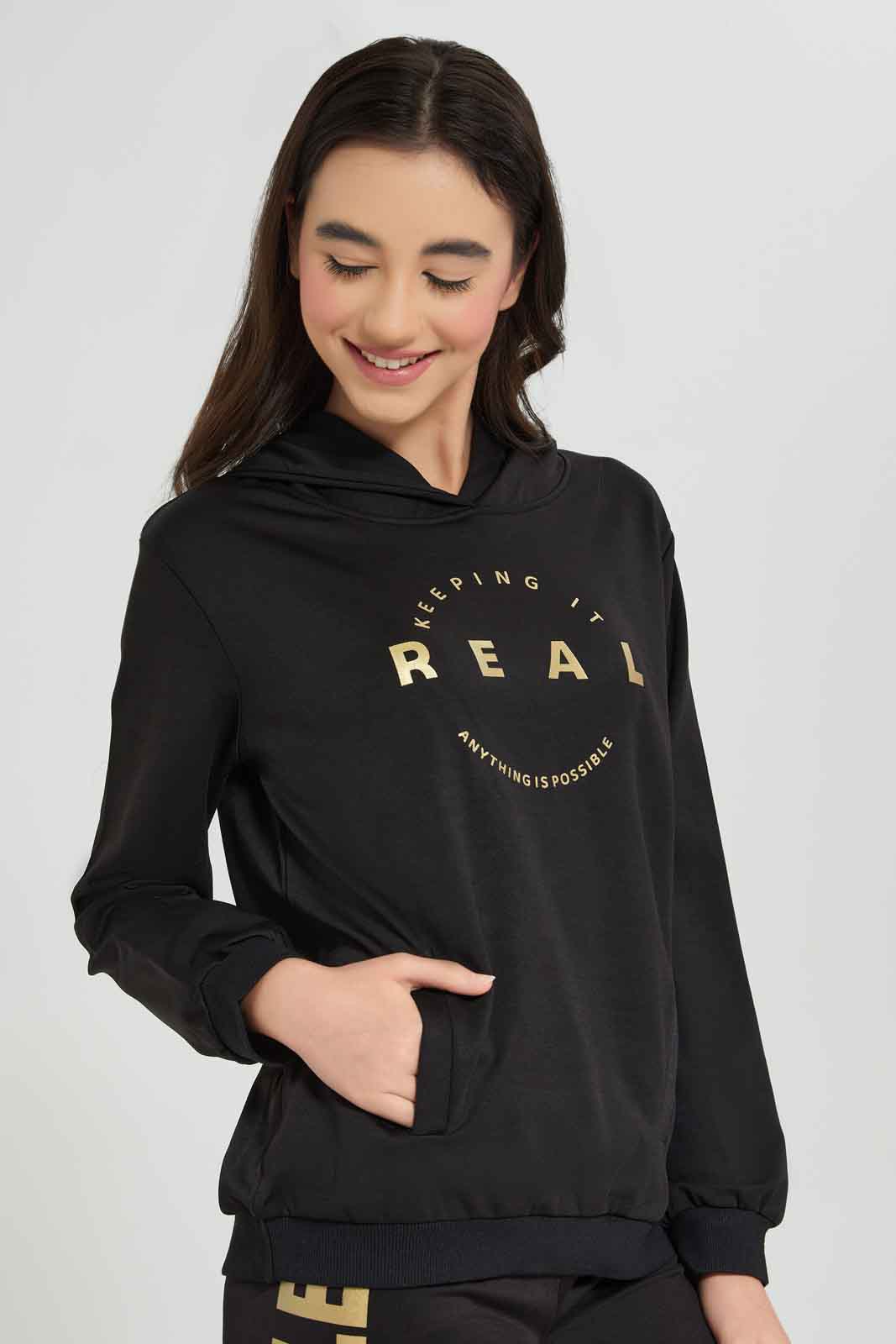 Redtag-Girls-Black-Emboss-Hoody-Jogsuit-Category:Jog-Sets,-Colour:Black,-Deals:New-In,-Dept:Girls,-Filter:Senior-Girls-(8-to-14-Yrs),-GSR-Jog-Sets,-New-In-GSR-APL,-Non-Sale,-Section:Girls-(0-to-14Yrs),-W22B--