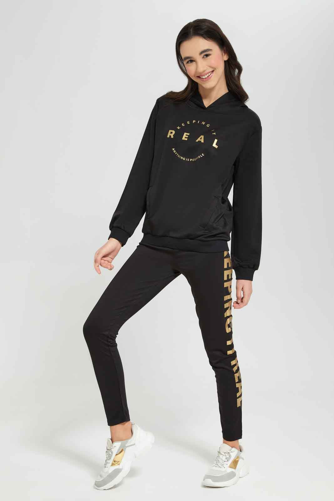 Redtag-Girls-Black-Emboss-Hoody-Jogsuit-Category:Jog-Sets,-Colour:Black,-Deals:New-In,-Dept:Girls,-Filter:Senior-Girls-(8-to-14-Yrs),-GSR-Jog-Sets,-New-In-GSR-APL,-Non-Sale,-Section:Girls-(0-to-14Yrs),-W22B--