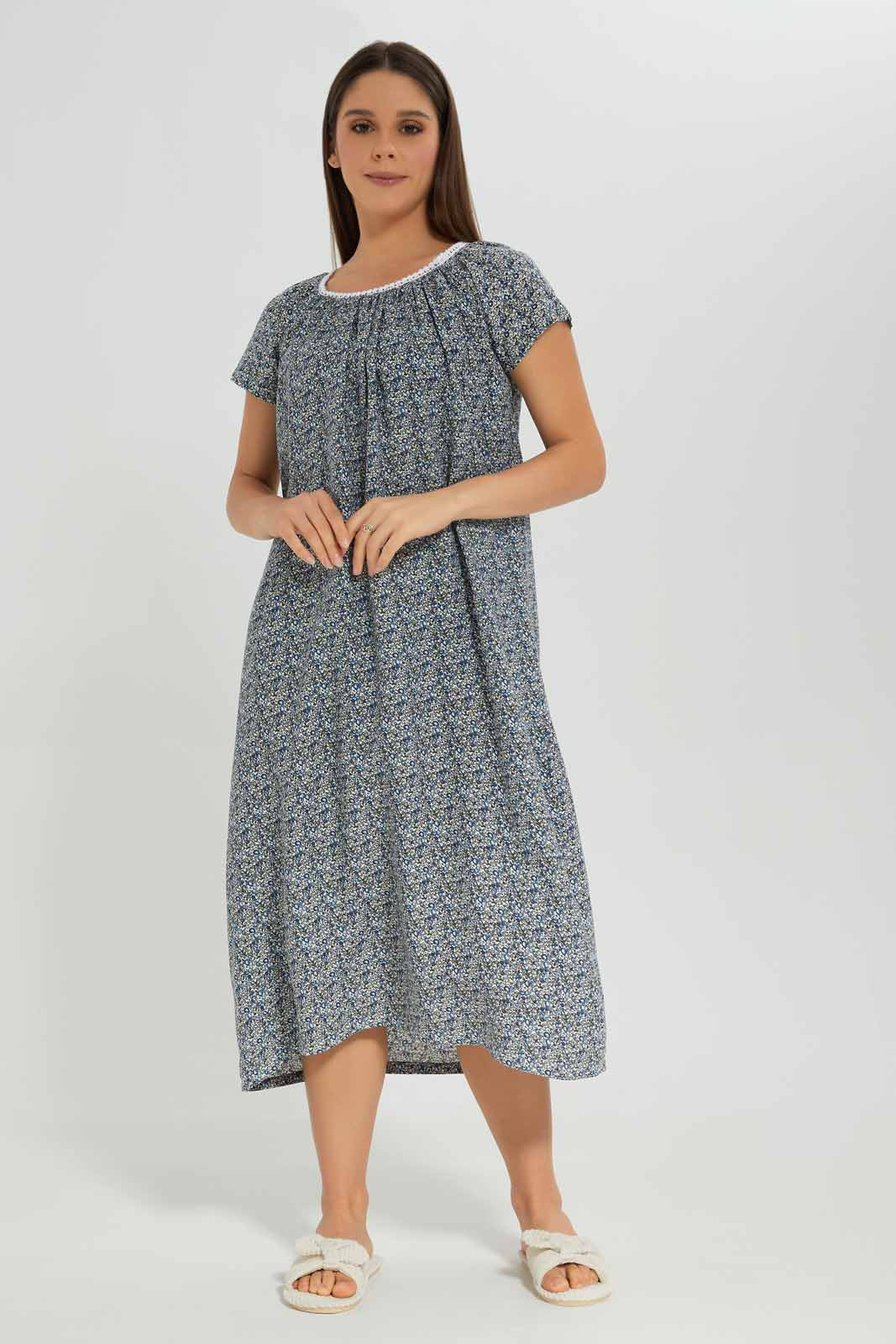 Redtag-Women-Assorted-Short-Sleeves-Aop-Ladies-Night-Gown-Category:Nightgowns,-Colour:Assorted,-Deals:New-In,-Dept:Ladieswear,-Filter:Women's-Clothing,-New-In-Women-APL,-Non-Sale,-Section:Women,-W22A,-Women-Nightgowns--
