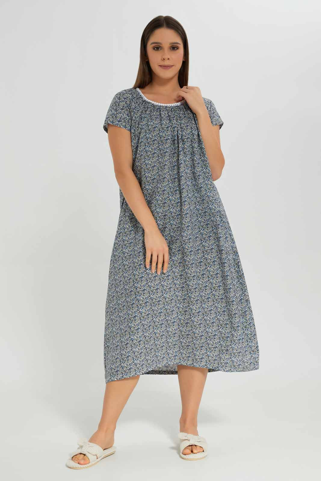 Redtag-Women-Assorted-Short-Sleeves-Aop-Ladies-Night-Gown-Category:Nightgowns,-Colour:Assorted,-Deals:New-In,-Dept:Ladieswear,-Filter:Women's-Clothing,-New-In-Women-APL,-Non-Sale,-Section:Women,-W22A,-Women-Nightgowns--