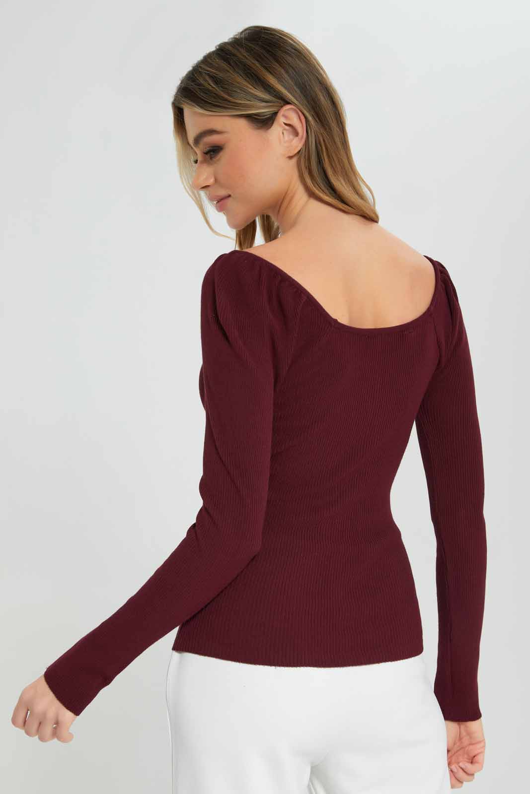 Redtag-Women-Burgundy-Sweetheart-Neck-Top-Category:Tops,-Colour:Burgundy,-Deals:New-In,-Filter:Women's-Clothing,-New-In-Women-APL,-Non-Sale,-Section:Women,-W22B,-Women-Tops-Women's-