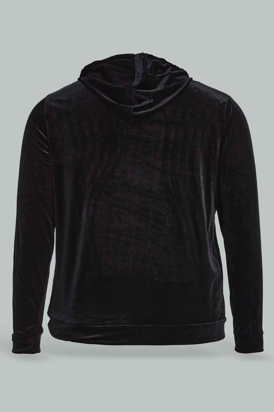 Redtag-Women-Black-Velour-Hooded-Sweatshirt-Category:Sweatshirts,-Colour:Black,-Deals:New-In,-Filter:Plus-Size,-LDP-Sweatshirts,-New-In-LDP-APL,-Non-Sale,-Section:Women,-TBL,-W22B-Women's-