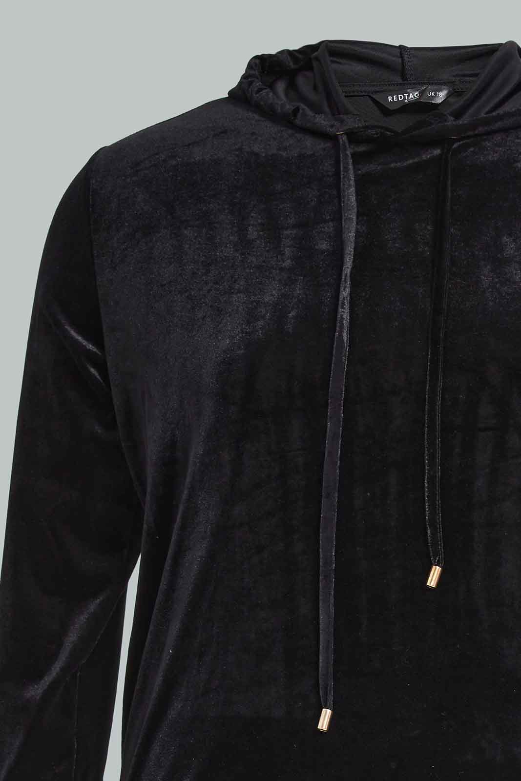 Redtag-Women-Black-Velour-Hooded-Sweatshirt-Category:Sweatshirts,-Colour:Black,-Deals:New-In,-Filter:Plus-Size,-LDP-Sweatshirts,-New-In-LDP-APL,-Non-Sale,-Section:Women,-TBL,-W22B-Women's-
