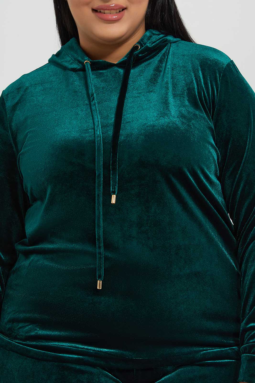 Redtag-Women-Dark-Green-Velour-Hooded-Sweatshirt-Category:Sweatshirts,-Colour:Olive,-Deals:New-In,-Dept:Ladieswear,-Filter:Plus-Size,-LDP-Sweatshirts,-New-In-LDP-APL,-Non-Sale,-Section:Women,-TBL,-W22B-Women's-