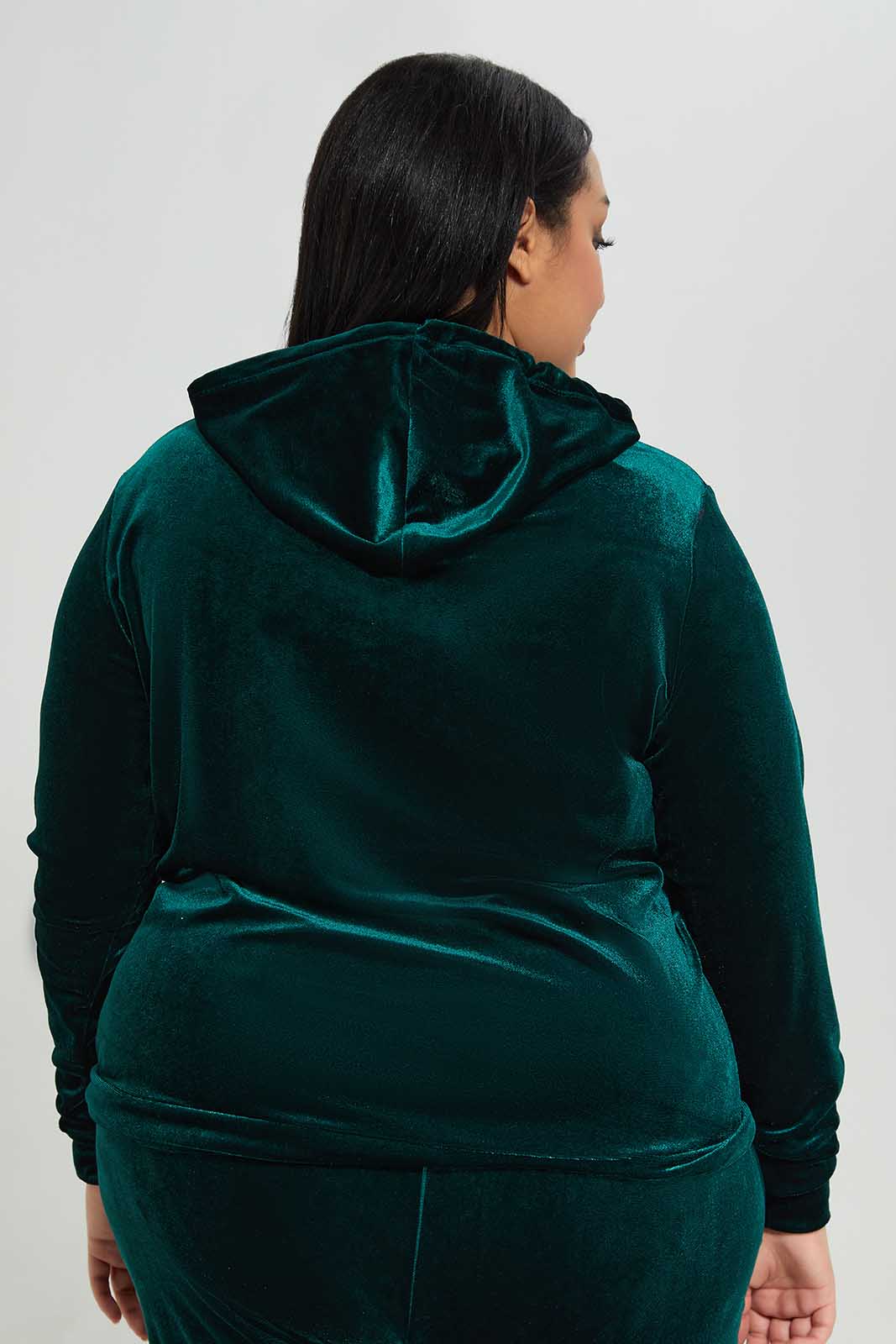 Redtag-Women-Dark-Green-Velour-Hooded-Sweatshirt-Category:Sweatshirts,-Colour:Olive,-Deals:New-In,-Dept:Ladieswear,-Filter:Plus-Size,-LDP-Sweatshirts,-New-In-LDP-APL,-Non-Sale,-Section:Women,-TBL,-W22B-Women's-