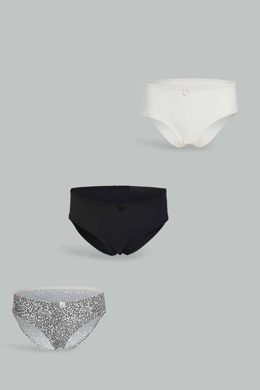 Redtag-Women-Pack-O-3-Brief-Bikini-(Printed,-Black-Nude)-Category:Briefs,-Colour:Assorted,-Deals:New-In,-Dept:Ladieswear,-Filter:Women's-Clothing,-New-In-Women-APL,-Non-Sale,-Section:Women,-W22B,-Women-Briefs--