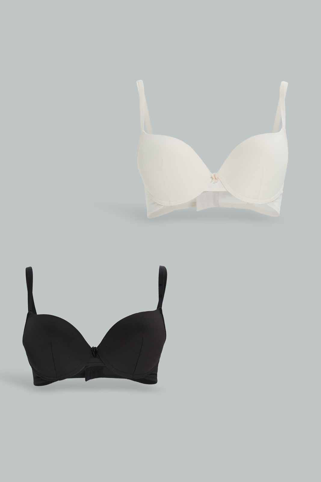 Redtag-Women-Solid-Push-Up-Bra-Black-And-Beige-Category:Bras,-Colour:Assorted,-Deals:New-In,-Dept:Ladieswear,-Filter:Women's-Clothing,-New-In-Women-APL,-Non-Sale,-Section:Women,-W22B,-Women-Bras--