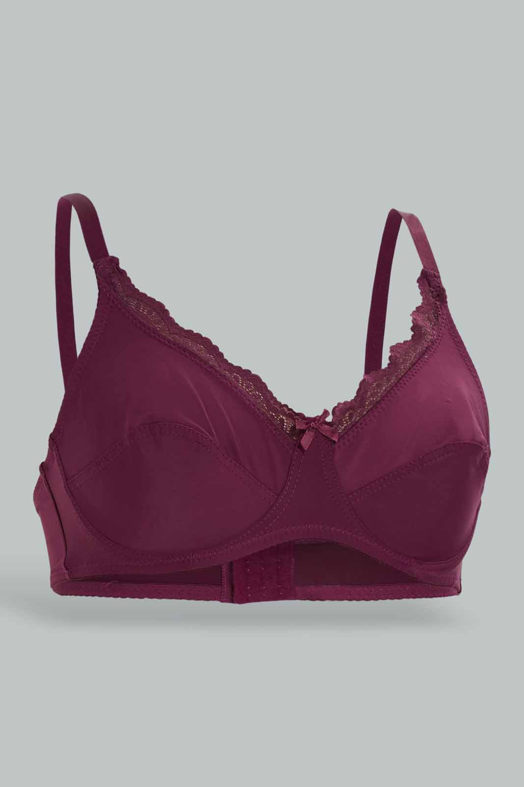 Redtag-Women-Burgundy/Beige-Color-Non-Padded-Bra-(2-Pack)-Category:Bras,-Colour:Assorted,-Deals:New-In,-Dept:Ladieswear,-Filter:Women's-Clothing,-New-In-Women-APL,-Non-Sale,-Section:Women,-W22B,-Women-Bras--