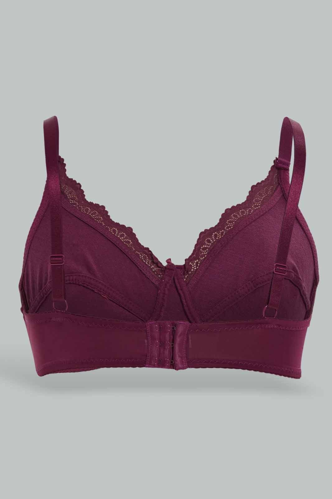 Redtag-Women-Burgundy/Beige-Color-Non-Padded-Bra-(2-Pack)-Category:Bras,-Colour:Assorted,-Deals:New-In,-Dept:Ladieswear,-Filter:Women's-Clothing,-New-In-Women-APL,-Non-Sale,-Section:Women,-W22B,-Women-Bras--