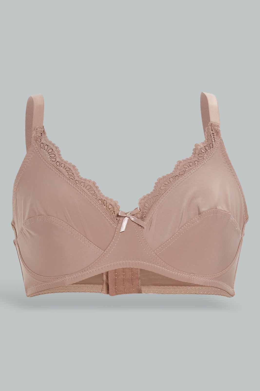 Redtag-Women-Burgundy/Beige-Color-Non-Padded-Bra-(2-Pack)-Category:Bras,-Colour:Assorted,-Deals:New-In,-Dept:Ladieswear,-Filter:Women's-Clothing,-New-In-Women-APL,-Non-Sale,-Section:Women,-W22B,-Women-Bras--