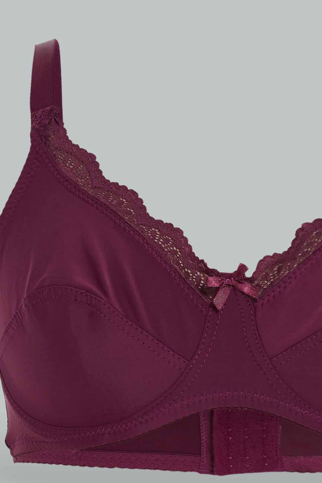 Redtag-Women-Burgundy/Beige-Color-Non-Padded-Bra-(2-Pack)-Category:Bras,-Colour:Assorted,-Deals:New-In,-Dept:Ladieswear,-Filter:Women's-Clothing,-New-In-Women-APL,-Non-Sale,-Section:Women,-W22B,-Women-Bras--