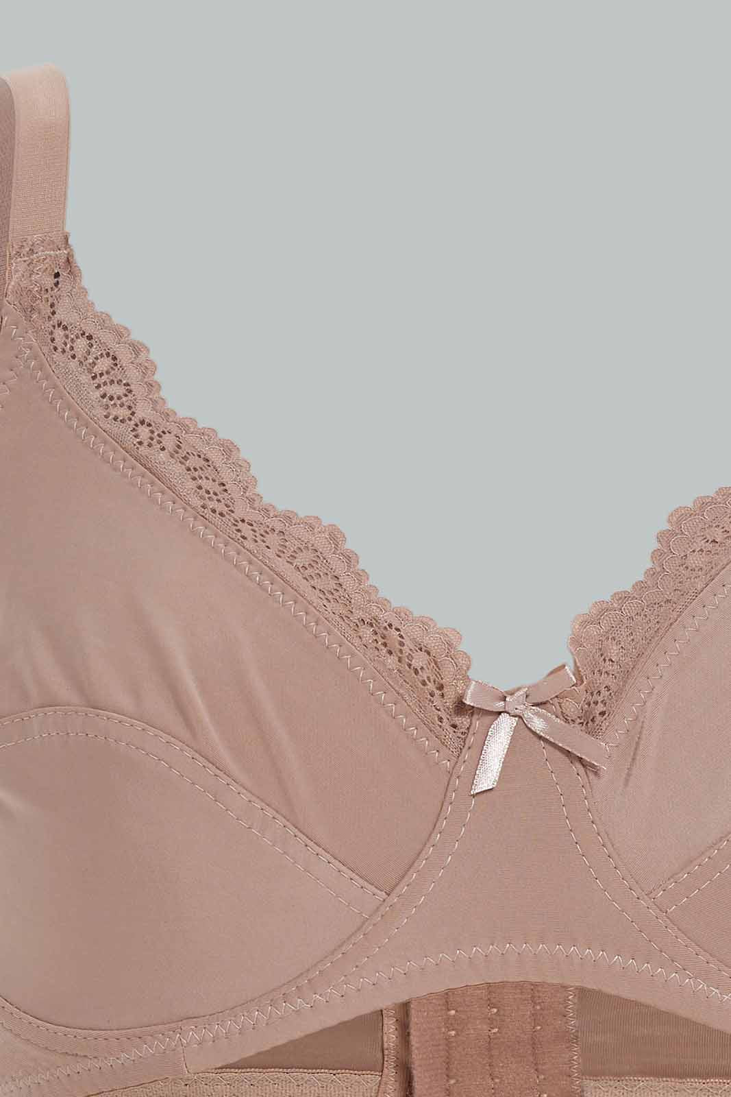 Redtag-Women-Burgundy/Beige-Color-Non-Padded-Bra-(2-Pack)-Category:Bras,-Colour:Assorted,-Deals:New-In,-Dept:Ladieswear,-Filter:Women's-Clothing,-New-In-Women-APL,-Non-Sale,-Section:Women,-W22B,-Women-Bras--